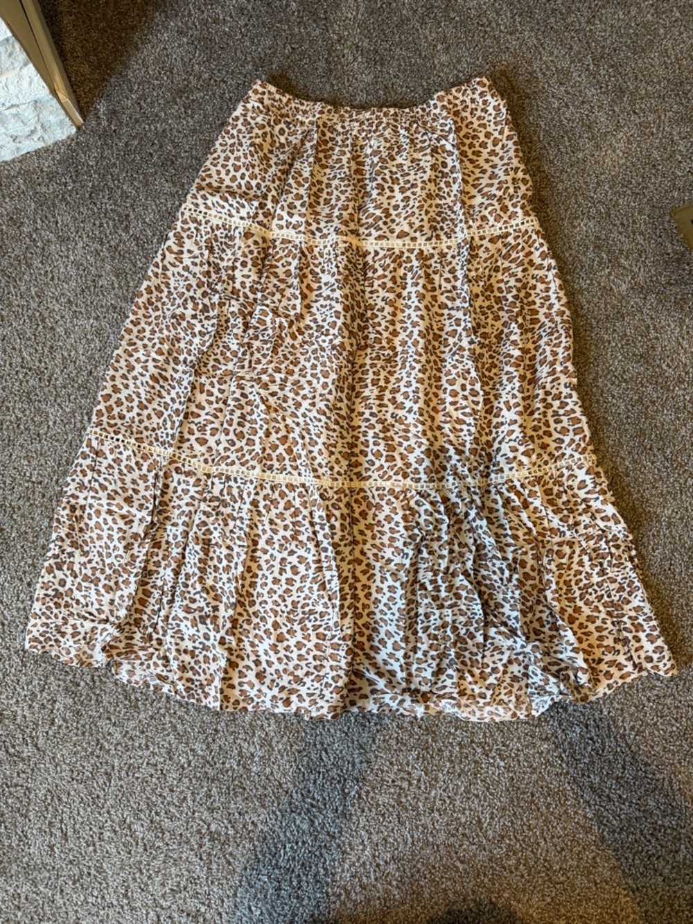 bohme Leopard Tiered Maxi Skirt - Brown and White